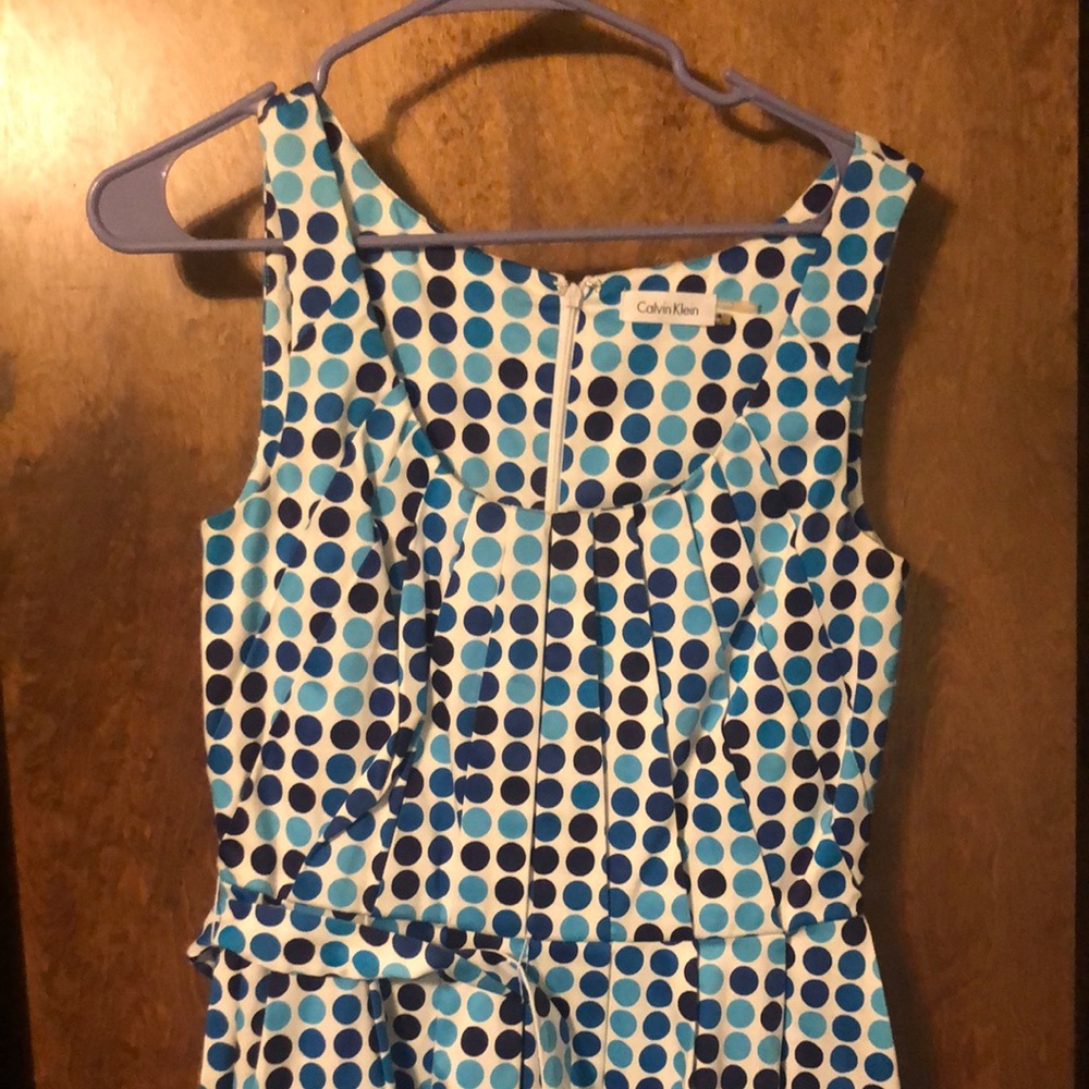Calvin Klein Blue Polka Dot Midi Dress